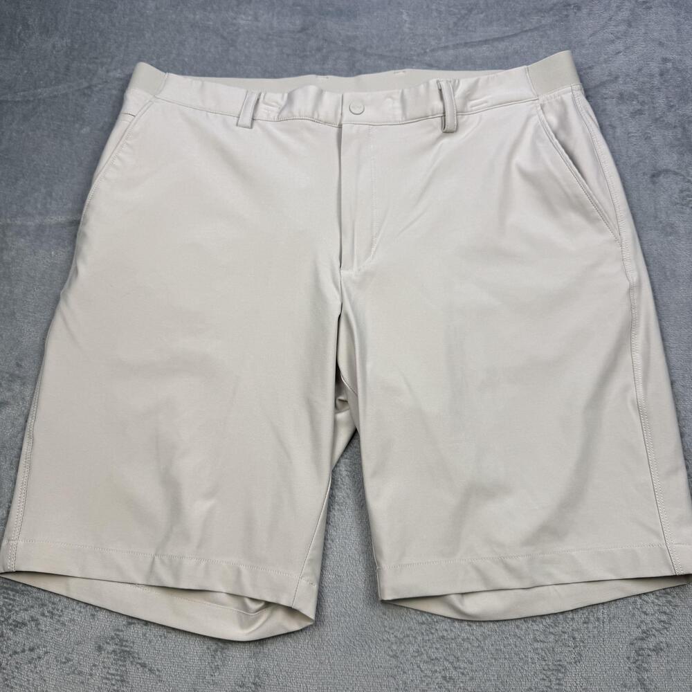 Greg Norman Shorts Mens 38 Beige Chino Stretch Golf Casual 9 Inseam Summer